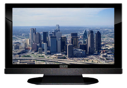 22" TV Prop LED HDTV Prop with Bottom Speaker in Gloss Black on Matte Black-BB Style Series with  Dallas Screen