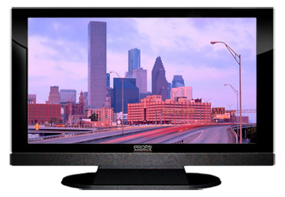 22" TV Prop LED HDTV Prop with Bottom Speaker in Gloss Black on Matte Black-BB Style Series with  Houston Screen