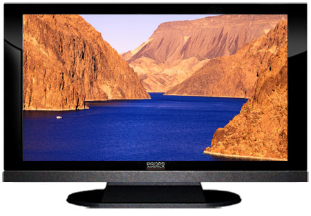 22" TV Prop LED HDTV Prop with Bottom Speaker in Gloss Black on Matte Black-BB Style Series with  Colorado River Screen