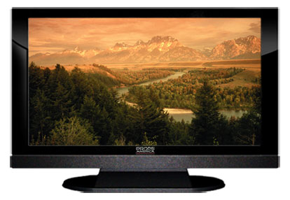 22" TV Prop LED HDTV Prop with Bottom Speaker in Gloss Black on Matte Black-BB Style Series with  Grand Tetons Screen