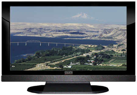 22" TV Prop LED HDTV Prop with Bottom Speaker in Gloss Black on Matte Black-BB Style Series with  Columbia River Screen