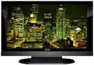 47" TV Prop LED HDTV Prop with Bottom Speaker in Gloss Black on Matte Black-BB Style Series with  Seattle at Night Screen