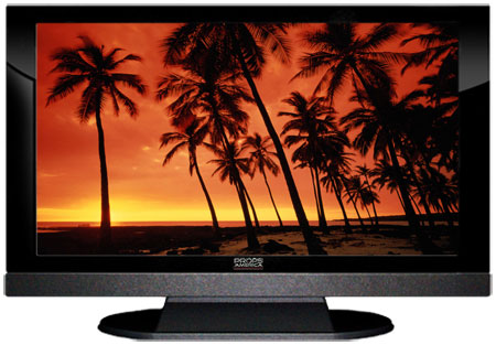 47" TV Prop LED HDTV Prop with Bottom Speaker in Gloss Black on Matte Black-BB Style Series with  Hawaiian Sunset Screen