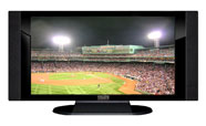 37" TV Prop HD TV Prop with Side Speakers in Gloss Black on Matte Black-SS Style Series with Baseball Game 2 Screen