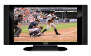 37" TV Prop HD TV Prop with Side Speakers in Gloss Black on Matte Black-SS Style Series with Baseball Game 1 Screen