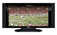 37" TV Prop HD TV Prop with Side Speakers in Gloss Black on Matte Black-SS Style Series with Football Game 2 Screen