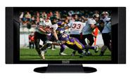 37" TV Prop HD TV Prop with Side Speakers in Gloss Black on Matte Black-SS Style Series with Football Game 1 Screen