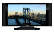 37" TV Prop HD TV Prop with Side Speakers in Gloss Black on Matte Black-SS Style Series with Manhattan Bridge Screen