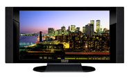 37" TV Prop HD TV Prop with Side Speakers in Gloss Black on Matte Black-SS Style Series with New York City at Night Screen