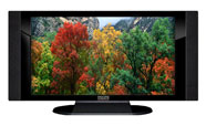 37" TV Prop HD TV Prop with Side Speakers in Gloss Black on Matte Black-SS Style Series with Autumn Trees Screen