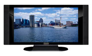 37" TV Prop HD TV Prop with Side Speakers in Gloss Black on Matte Black-SS Style Series with Chesapeake Bay Screen