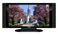 37" TV Prop HD TV Prop with Side Speakers in Gloss Black on Matte Black-SS Style Series with Fountain in the Park Screen