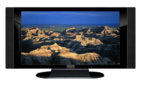 22" TV Prop HD TV Prop with Side Speakers in Gloss Black on Matte Black-SS Style Series with Badlands South Dakota Screen