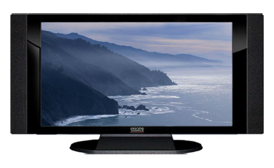 22" TV Prop HD TV Prop with Side Speakers in Gloss Black on Matte Black-SS Style Series with Big Sur Screen