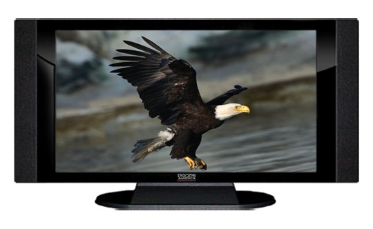 22" TV Prop HD TV Prop with Side Speakers in Gloss Black on Matte Black-SS Style Series with Bald Eagle Screen