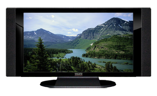 47" TV Prop HD TV Prop with Side Speakers in Gloss Black on Matte Black-SS Style Series with Glacier National Park Screen