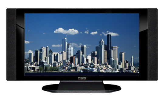 22" TV Prop HD TV Prop with Side Speakers in Gloss Black on Matte Black-SS Style Series with Seattle Screen