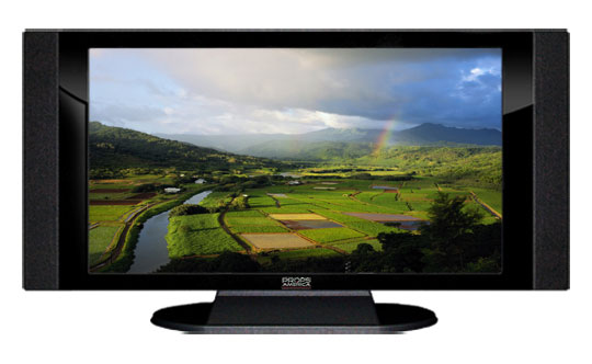 47" TV Prop HD TV Prop with Side Speakers in Gloss Black on Matte Black-SS Style Series with Kauai Screen