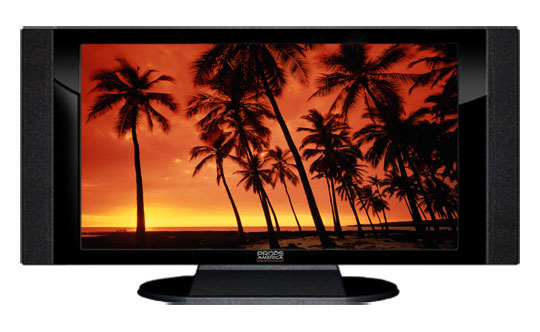 47" TV Prop HD TV Prop with Side Speakers in Gloss Black on Matte Black-SS Style Series with Hawaiian Sunset Screen