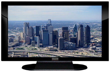 47" TV Prop Plasma-LED Flat Screen TV in Gloss Black on Matte Black-XX Style Series with Dallas Screen