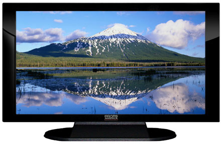 47" TV Prop Plasma-LED Flat Screen TV in Gloss Black on Matte Black-XX Style Series with Mountain Lake Screen