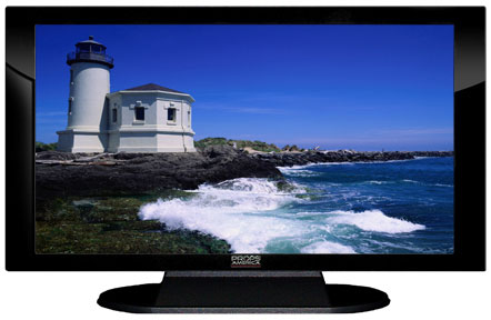 47" TV Prop Plasma-LED Flat Screen TV in Gloss Black on Matte Black-XX Style Series with Lighthouse Screen