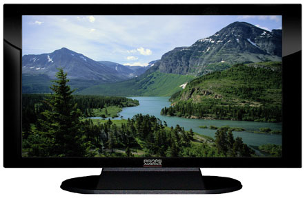 32" TV Prop Plasma-LED Flat Screen TV in Gloss Black on Matte Black-XX Style Series with Glacier National Park Screen