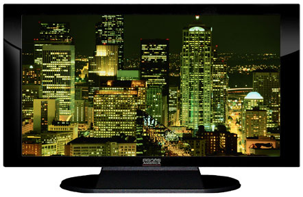 47" TV Prop Plasma-LED Flat Screen TV in Gloss Black on Matte Black-XX Style Series with Seattle at Night Screen