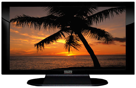 47" TV Prop Plasma-LED Flat Screen TV in Gloss Black on Matte Black-XX Style Series with Tropical Sunset Screen