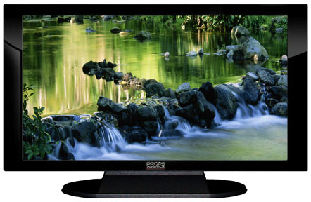 32" TV Prop Plasma-LED Flat Screen TV in Gloss Black on Matte Black-XX Style Series with Hawaiian Stream Screen