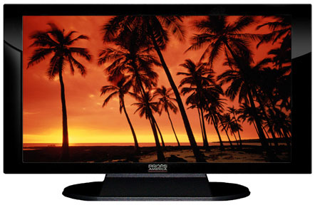 32" TV Prop Plasma-LED Flat Screen TV in Gloss Black on Matte Black-XX Style Series with Hawaiian Sunset Screen