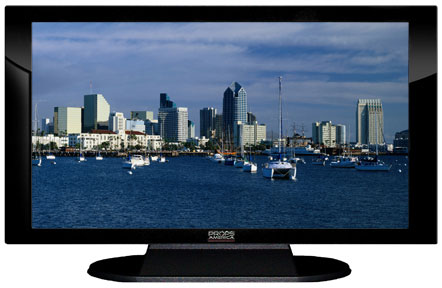 32" TV Prop Plasma-LED Flat Screen TV in Gloss Black on Matte Black-XX Style Series with San Diego Screen