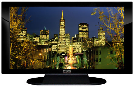 47" TV Prop Plasma-LED Flat Screen TV in Gloss Black on Matte Black-XX Style Series with San Francisco at Night Screen