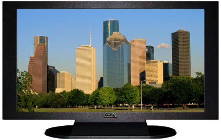 42" TV Prop Plasma-LED Flat Screen TV in Matte Black-XX Style Series with Houston in the Afternoon Sun Screen