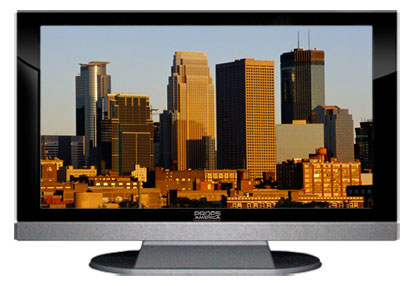 47" TV Prop LED HDTV Prop with Bottom Speaker in Gloss Black on Matte Silver-BB Style Series with Minneapolis Screen