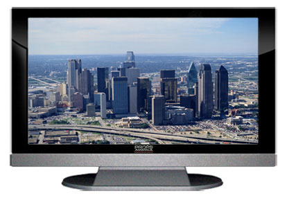 47" TV Prop LED HDTV Prop with Bottom Speaker in Gloss Black on Matte Silver-BB Style Series with Dallas Screen