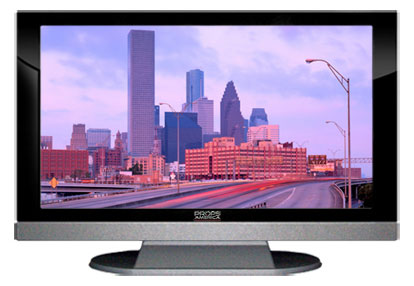 47" TV Prop LED HDTV Prop with Bottom Speaker in Gloss Black on Matte Silver-BB Style Series with Houston Screen