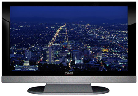 47" TV Prop LED HDTV Prop with Bottom Speaker in Gloss Black on Matte Silver-BB Style Series with Salt Lake City at Night Screen