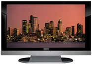 22" TV Prop LED HDTV Prop with Bottom Speaker in Gloss Black on Matte Silver-BB Style Series with Seattle at Dusk Screen