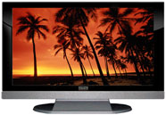 22" TV Prop LED HDTV Prop with Bottom Speaker in Gloss Black on Matte Silver-BB Style Series with Hawaiian Sunset Screen