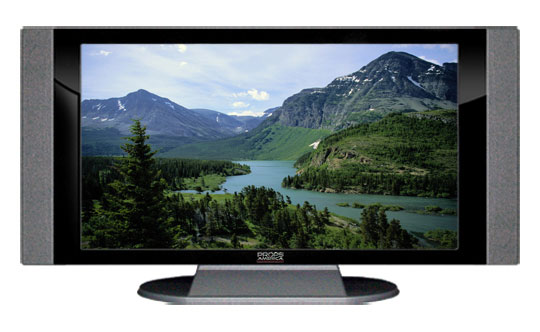 32" TV Prop HD TV Prop with Side Speakers in Gloss Black on Matte Silver-SS Style Series with Glacier National Park Screen