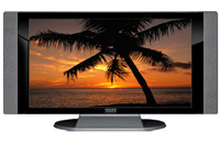 22" TV Prop HD TV Prop with Side Speakers in Gloss Black on Matte Silver-SS Style Series with Tropical Sunset Screen