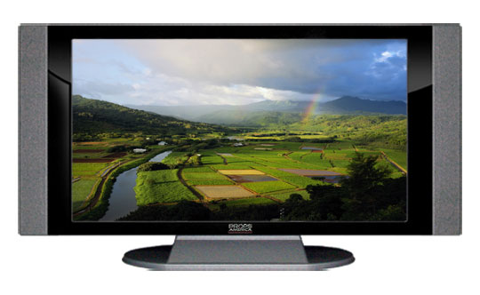 22" TV Prop HD TV Prop with Side Speakers in Gloss Black on Matte Silver-SS Style Series with Kauai Screen