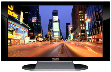 22" TV Prop Plasma-LED Flat Screen TV in Gloss Black on Matte Silver-XX Style Series with Time Square Screen