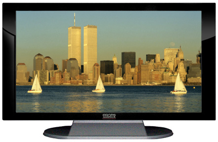 22" TV Prop Plasma-LED Flat Screen TV in Gloss Black on Matte Silver-XX Style Series with Sail Boats in New York City Screen