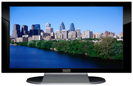 22" TV Prop Plasma-LED Flat Screen TV in Gloss Black on Matte Silver-XX Style Series with Philadelphia Screen