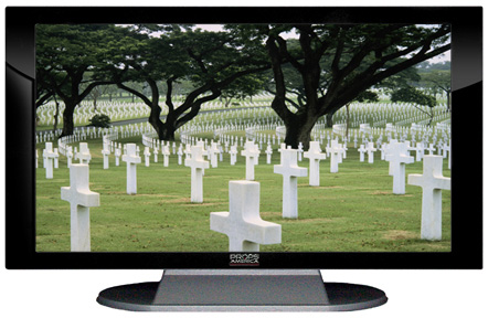 22" TV Prop Plasma-LED Flat Screen TV in Gloss Black on Matte Silver-XX Style Series with Fallen Heroes Screen