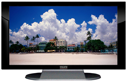 22" TV Prop Plasma-LED Flat Screen TV in Gloss Black on Matte Silver-XX Style Series with Life in South Beach Screen