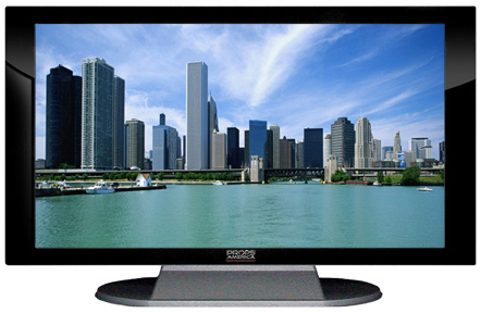 22" TV Prop Plasma-LED Flat Screen TV in Gloss Black on Matte Silver-XX Style Series with Chicago and Lake Michigan Screen