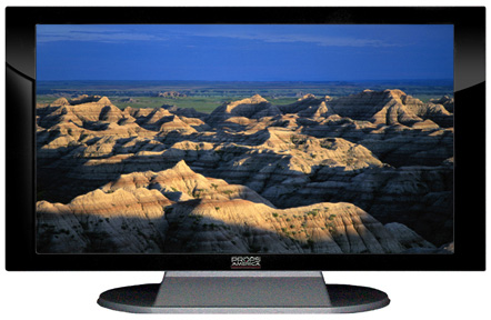 22" TV Prop Plasma-LED Flat Screen TV in Gloss Black on Matte Silver-XX Style Series with Badlands South Dakota Screen